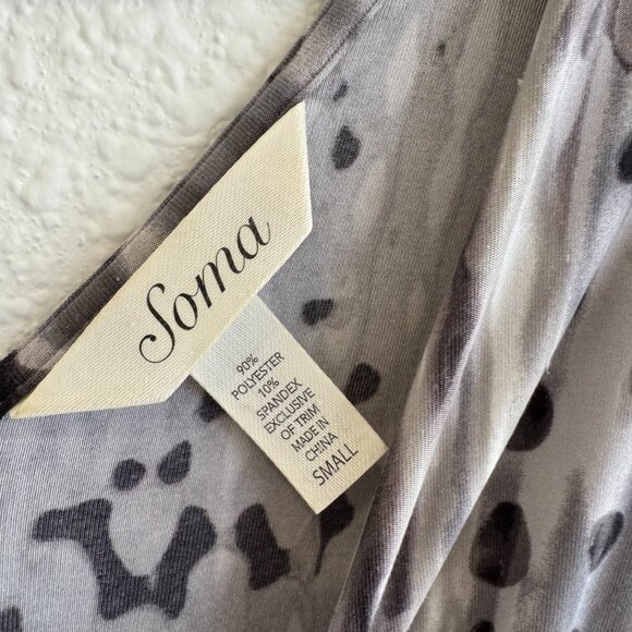 Soma Size Small Gray Black Flutter Sleeve Jersey Dress - Picture 4 of 4